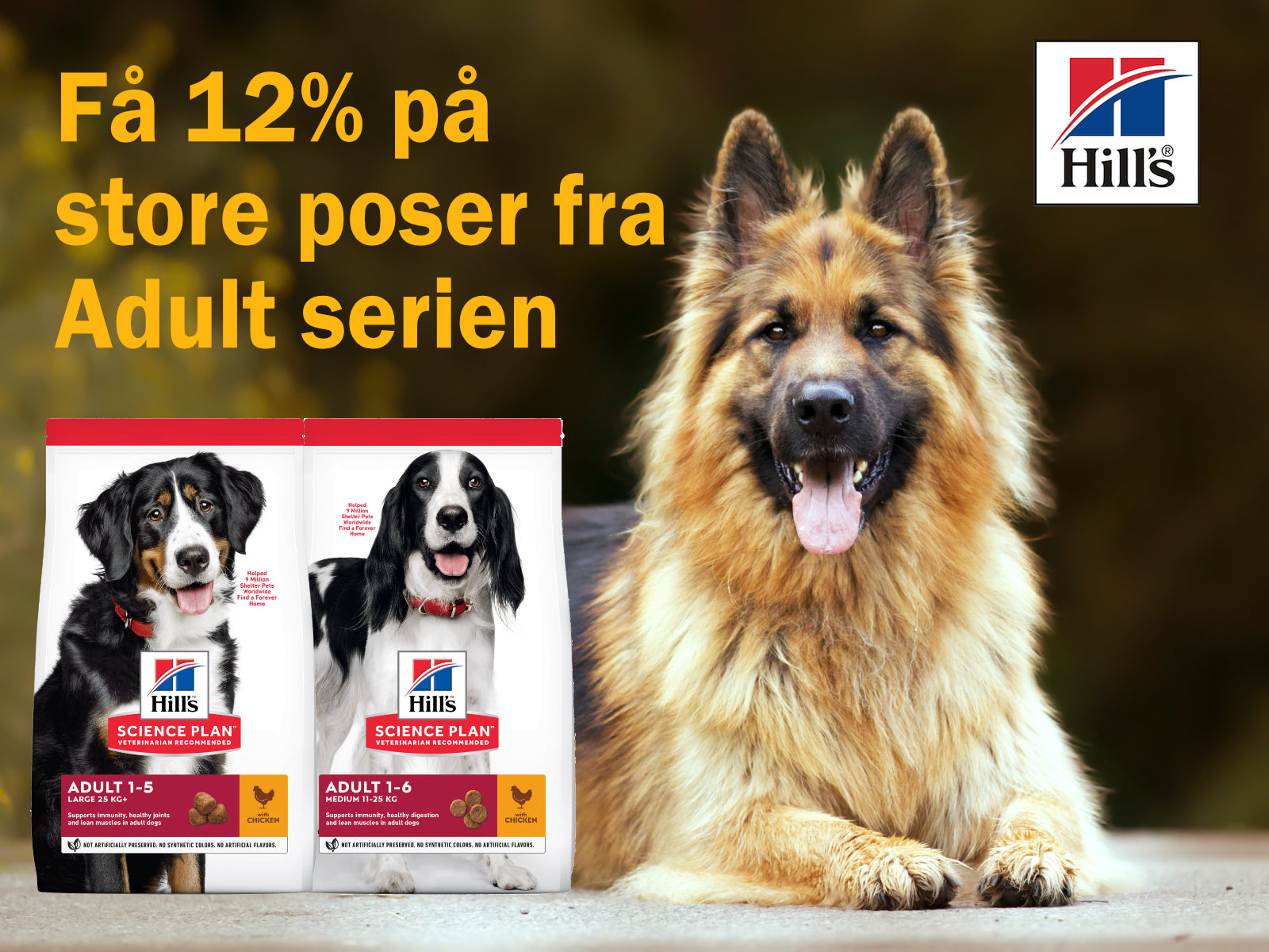 12% ekstra rabat på udvalgte Hill's produkter til hund og kat