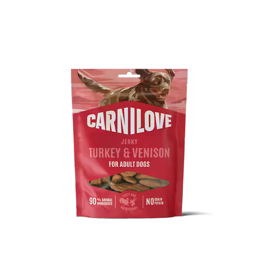 Hundegodbidder Jerky med Kalkun & Vildtkød fra Carnilove - Korn- & Glutenfri