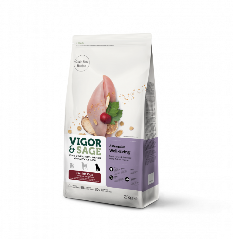 Vigor & Sage Astragalus Well-Being Senior Dog – kornfrit seniorfoder med frisk kylling