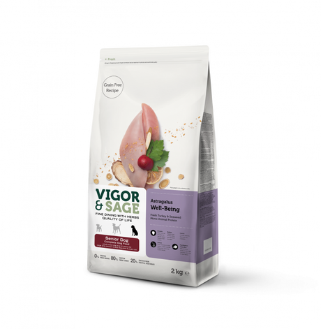 Vigor & Sage Astragalus Well-Being Senior Dog – kornfrit seniorfoder med frisk kylling