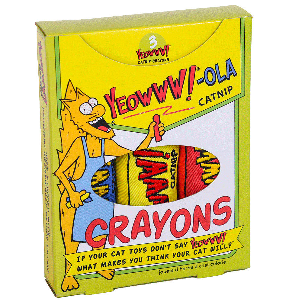 Katte legetøjs farver med Catnip, Yeowww! Ola Crayons 3-pak