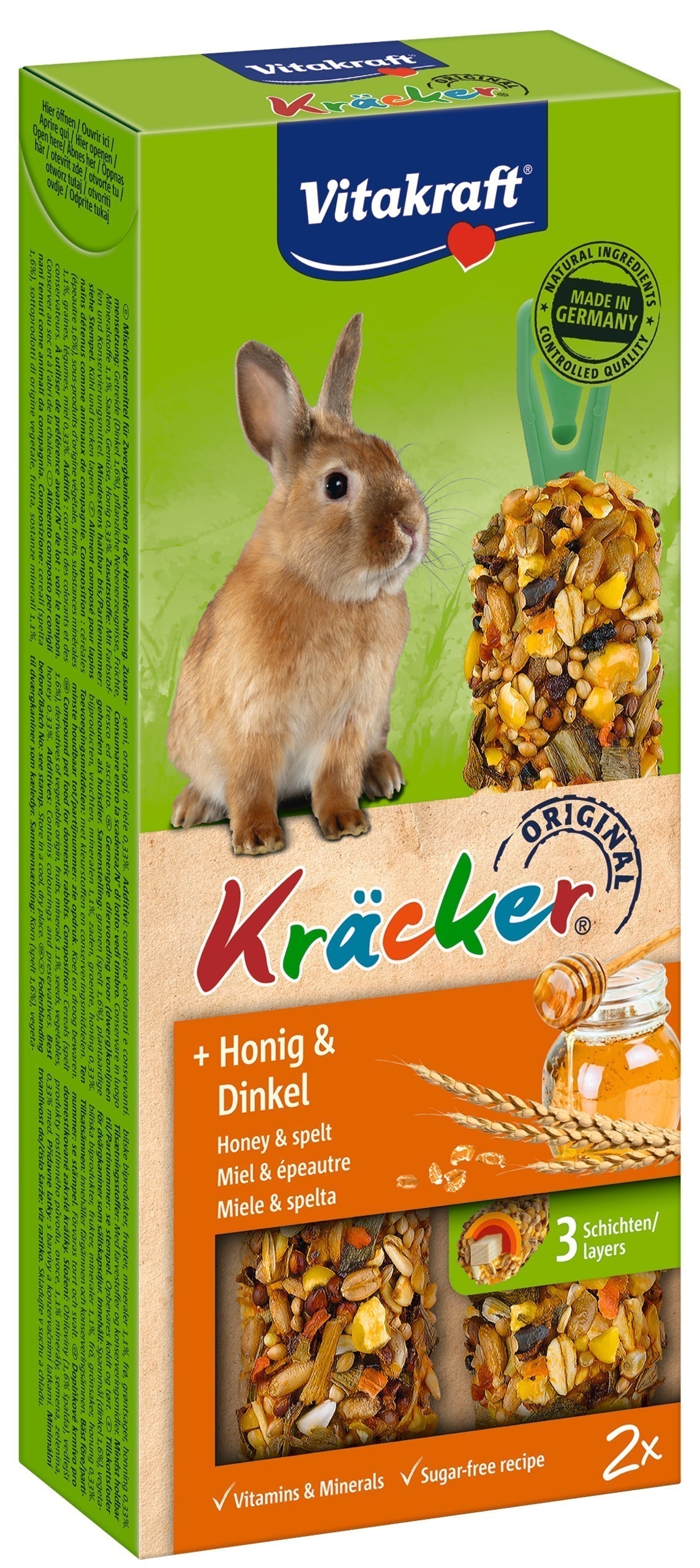Beskrivelse: Kräcker, lækker stænger til kaniner fra Vitakraft er en sukkerfri opskrift perfekt til kaniner.