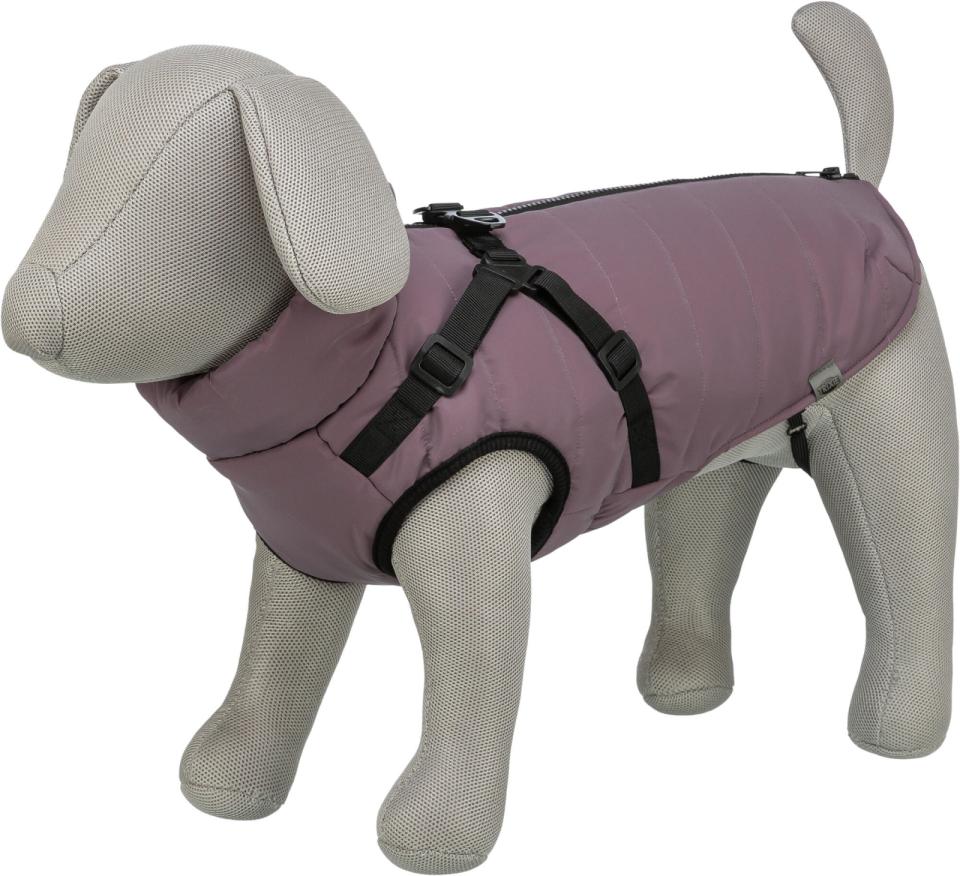 Hunde vinterjakke REFLEKS med sele LILLA (varm & vandtæt)