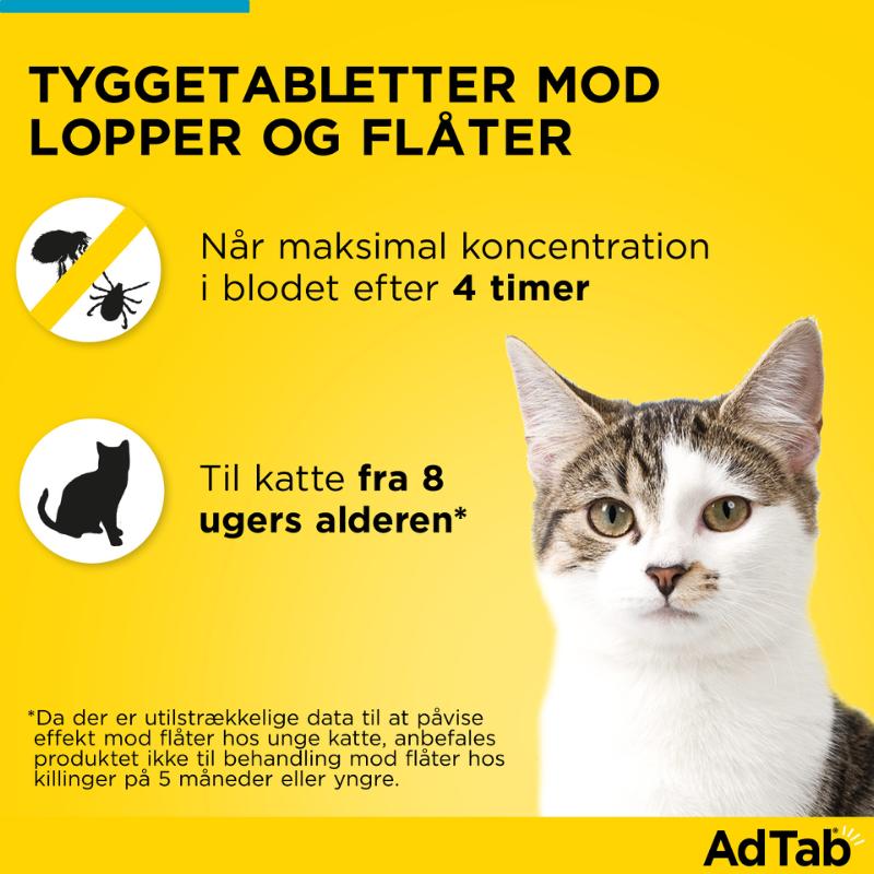 AdTab pille mod lopper, flåter og lus på katte 2-8 kg 3-pak
