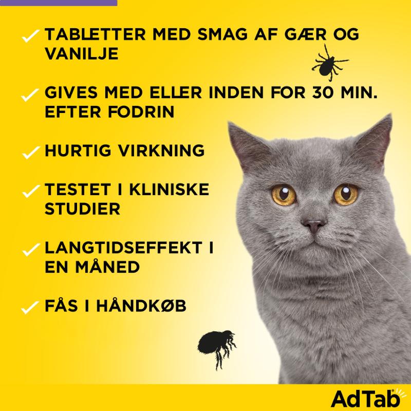 AdTab pille mod lopper, flåter og lus på katte 2-8 kg 3-pak
