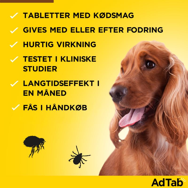 AdTab pille mod lopper, flåter og lus på hunde 1,3-2,5 kg 3-pak