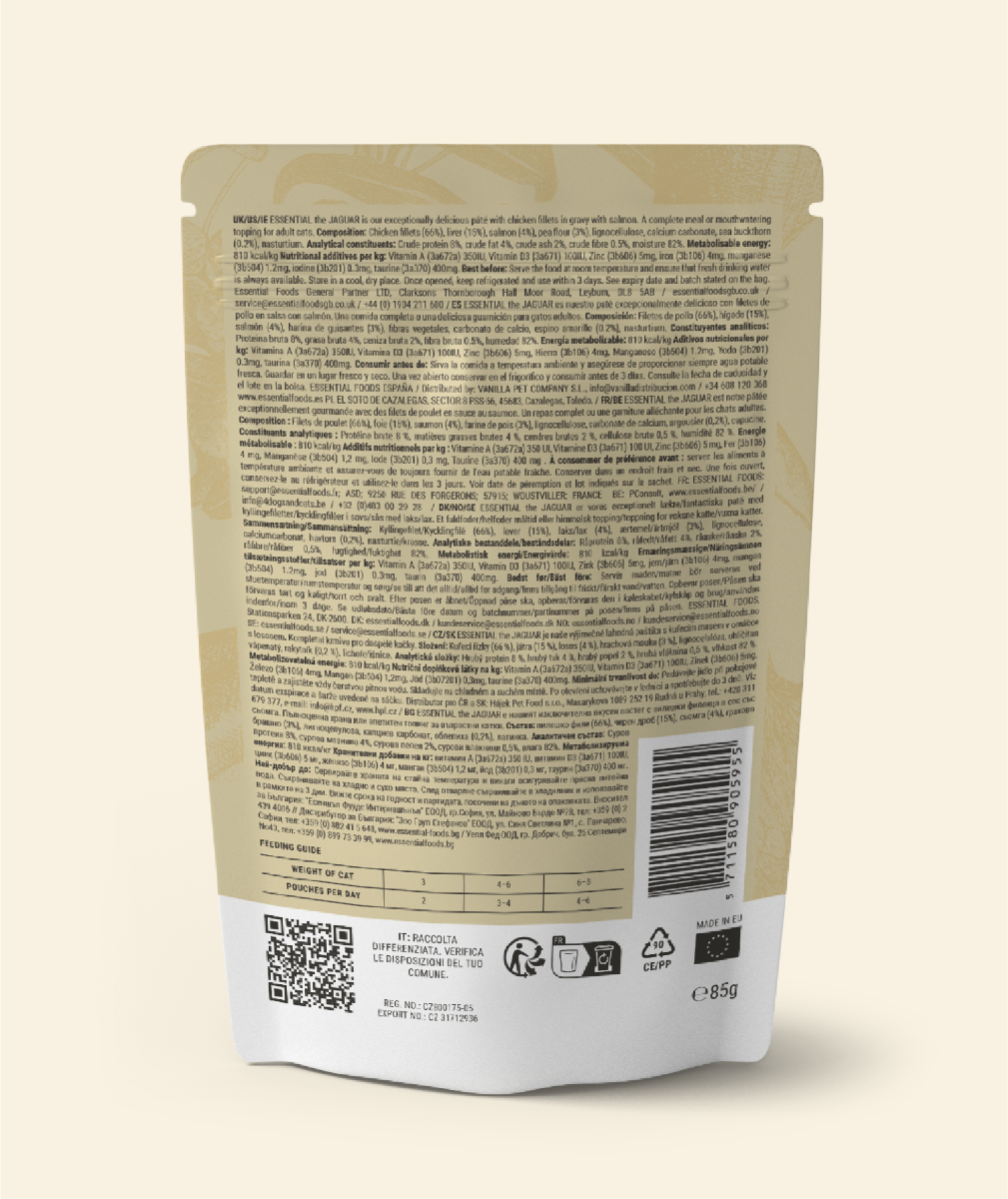 Vådfoder til katte, The Jaguar fra Essential, kornfrit med 85% kød