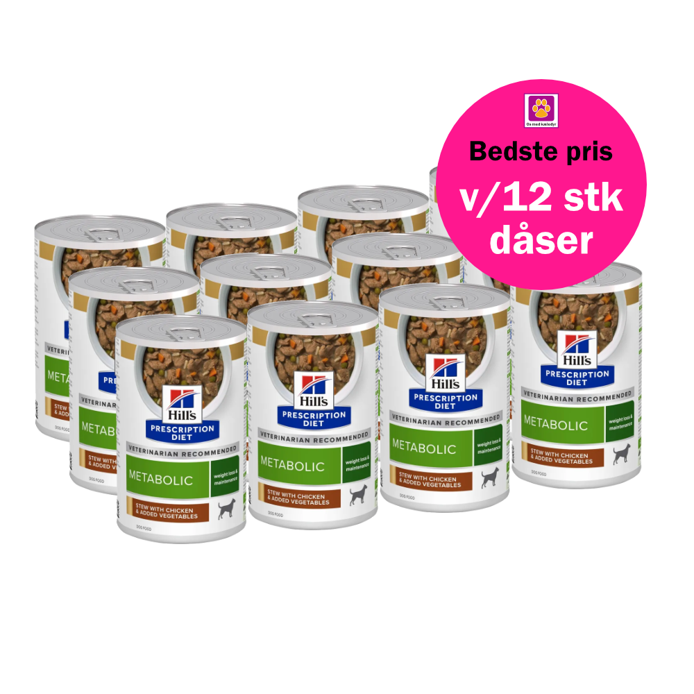 Hill's PRESCRIPTION DIET Metabolic Weight Management Stew hundefoder med kylling og tilsatte grøntsager 354g dåse
