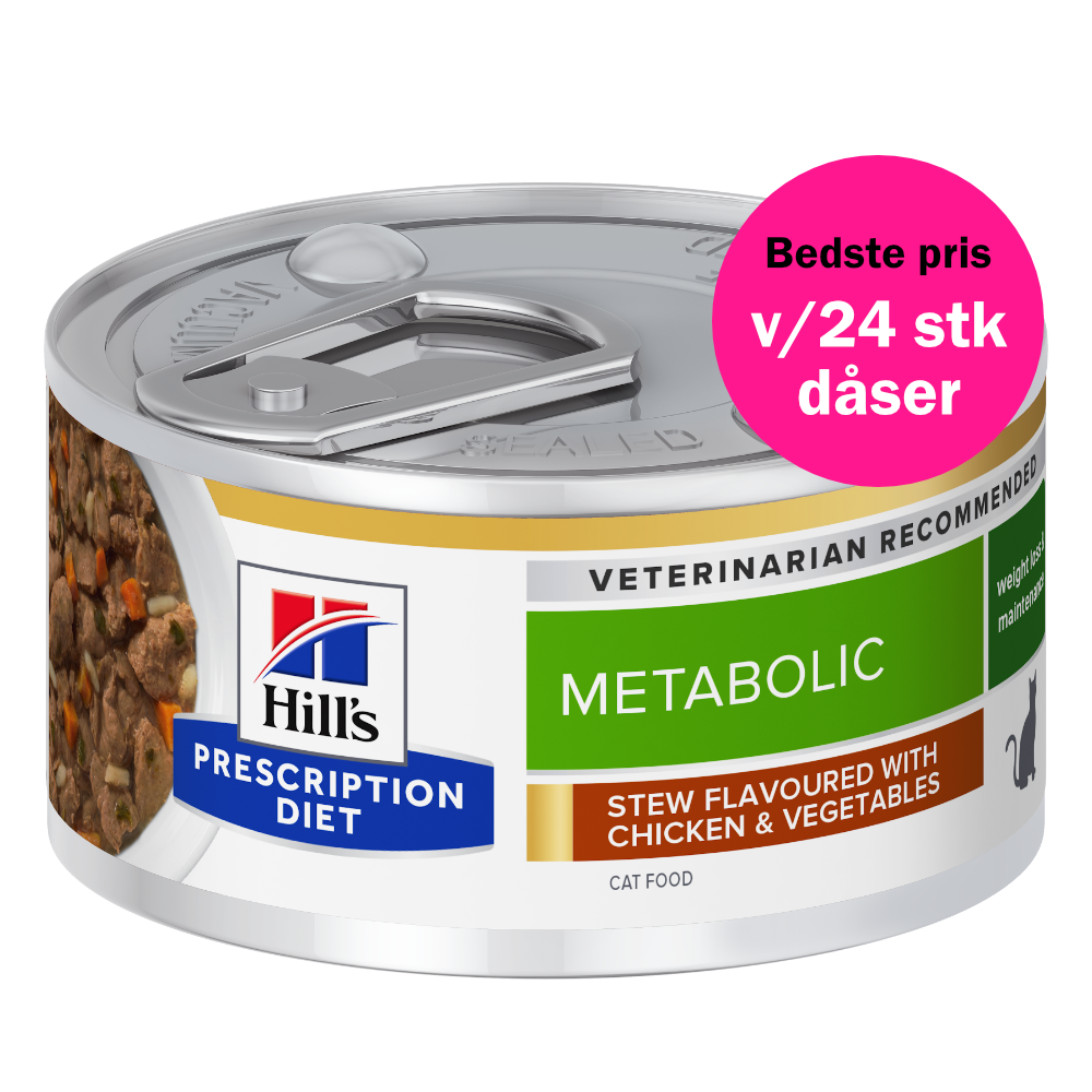 Hill's Prescription Diet Metabolic Stew kattefoder med kylling & grøntsager 82g dåse