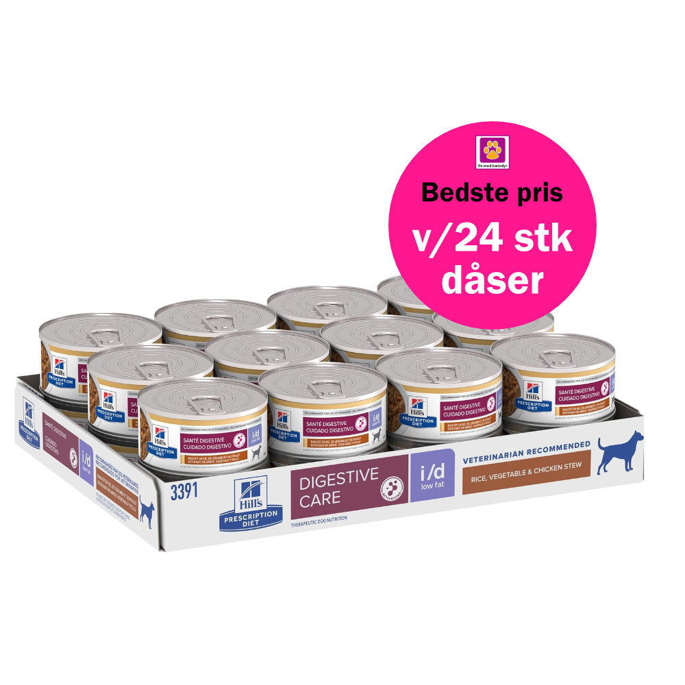 Hill's PRESCRIPTION DIET i/d Low Fat Mini Digestive Care vådfoder til hunde med kylling & tilsatte grøntsager 156g dåser