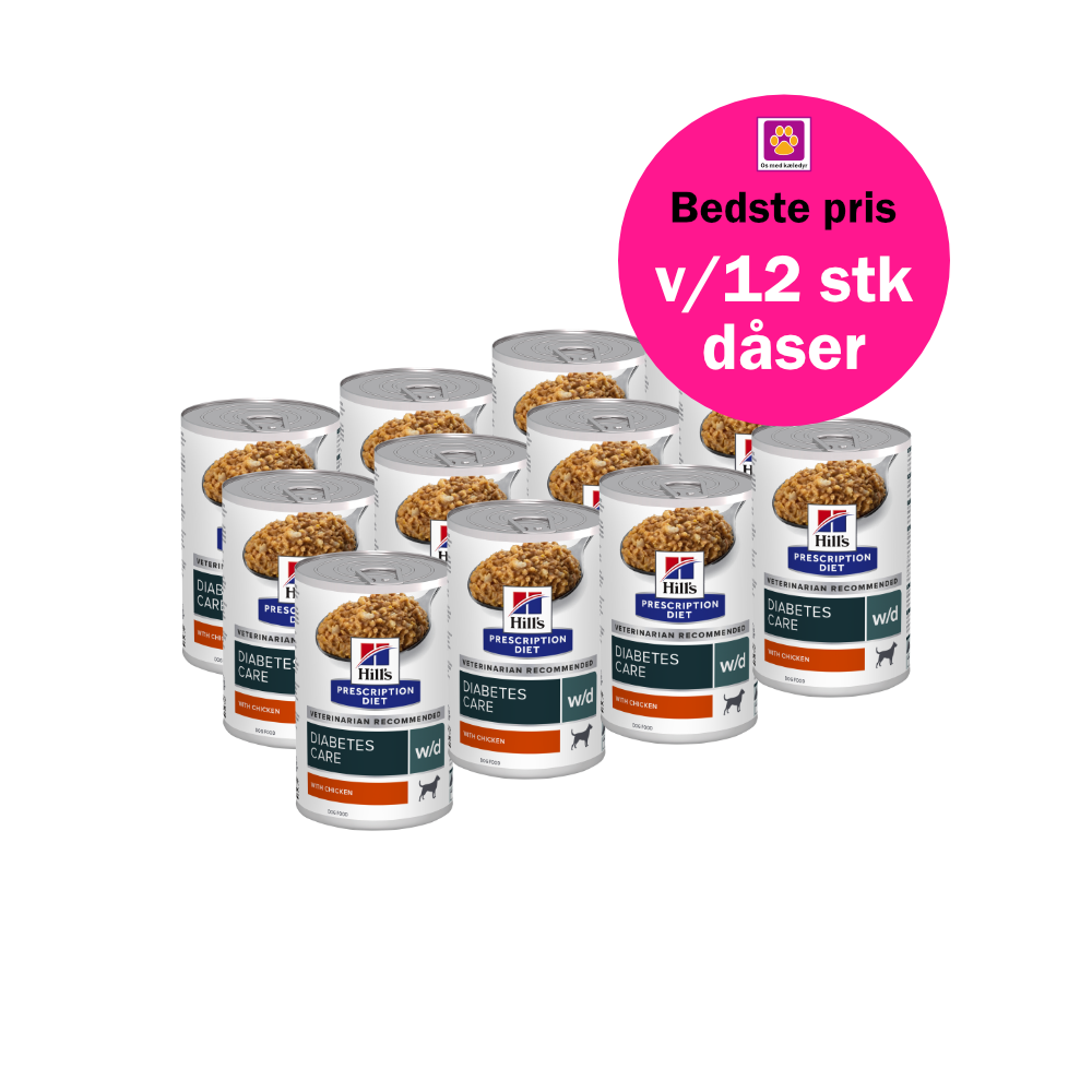 Hill's PRESCRIPTION DIET w/d Diabetes Care vådfoder til hunde med kylling 370g dåser