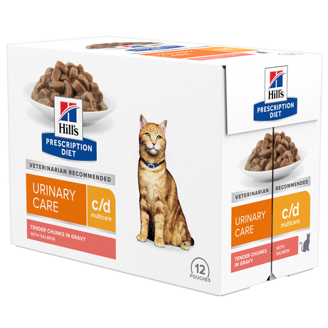 607536 - Hills Prescription Diet c-d Multicare Urinary Care vådfoder til katte - med Laks 12x85g