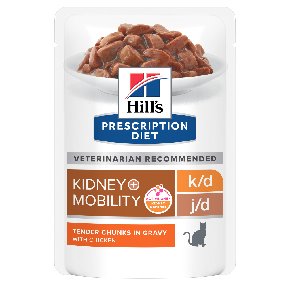 Hill's PRESCRIPTION DIET k/d + Mobility vådfoder til katte med kylling - 12x85g portionsposer