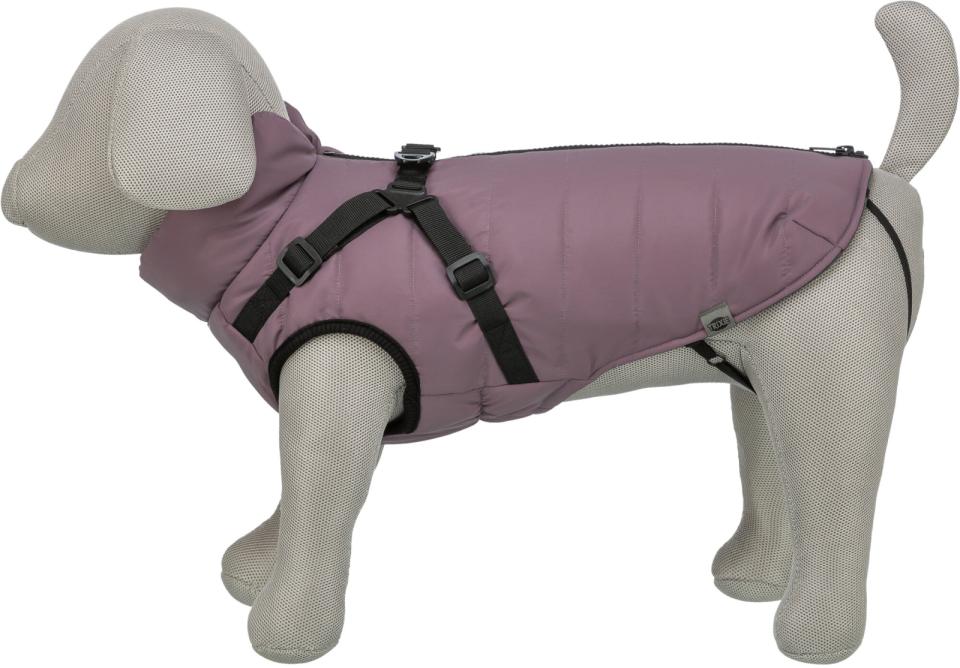 Hunde vinterjakke REFLEKS med sele LILLA (varm & vandtæt)