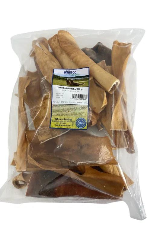 Hestehud el. Hovedhud til Hunde – 100% naturlig og allergivenlig tørret tyggegodbid