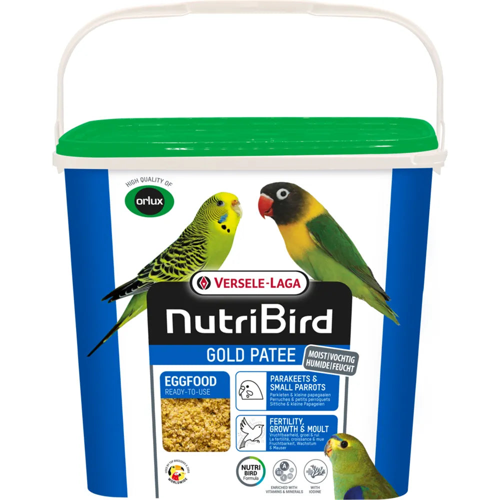Fuglefoder til fugle i vækst og fæld, fra Nutribird Gold Patee 5kg