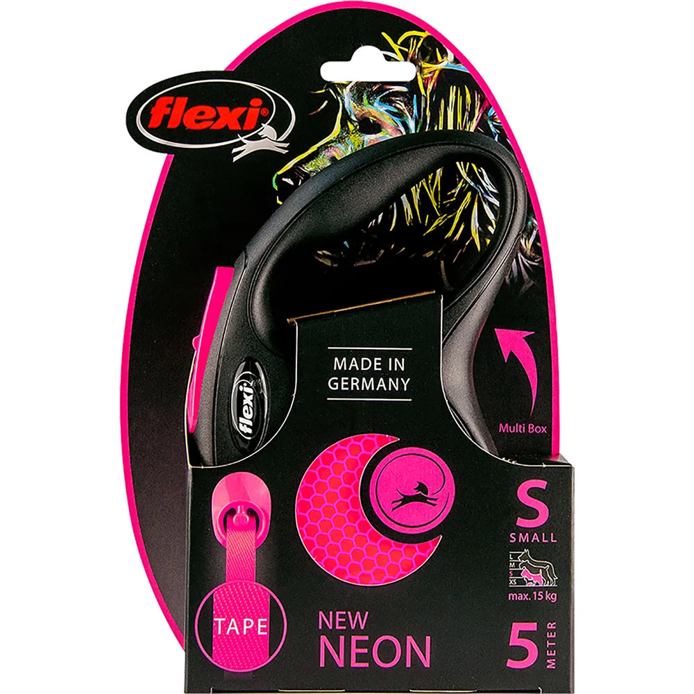 New Neon Pink udtrækkelig flad hundesnor