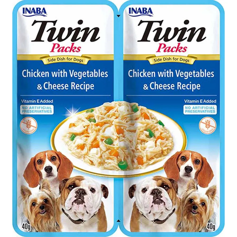 Churu Twinpacks til hunde - kyllingestrimler, grøntsager, ost i kyllinge sovs - kornfri