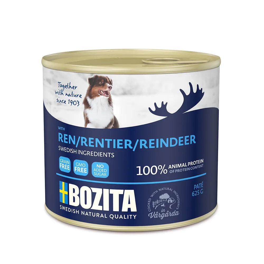 Vådfoder til hunde med rensdyr - stor dåse 625g