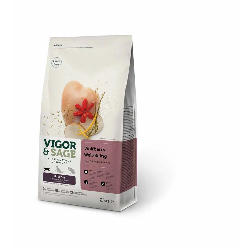Vigor & Sage Wolfberry Well-Being Kitten – kornfrit killingefoder til sunde killinger