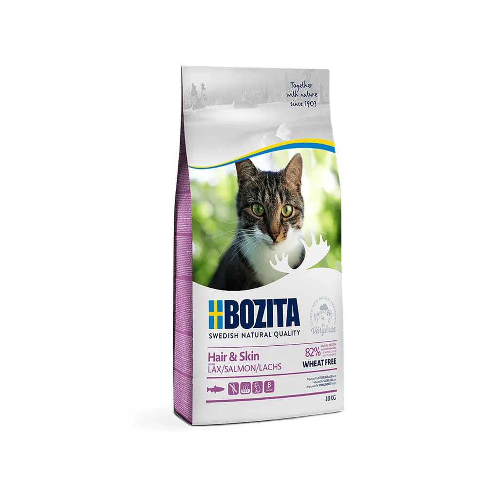 Bozita Hair & Skin Hvedefri Laks – Glansfuld pels og sund hud til voksne katte