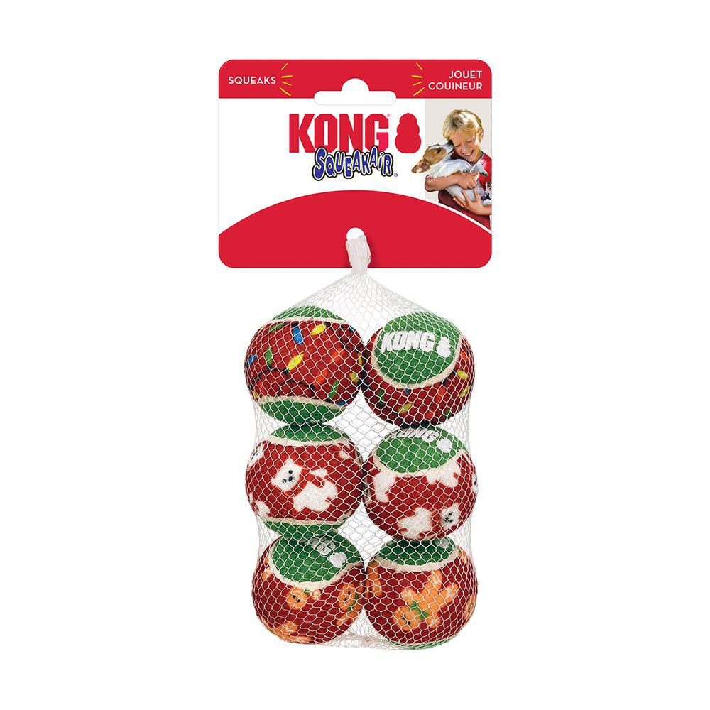 Kong - Holiday Squeakair Ball 6-pack, Small