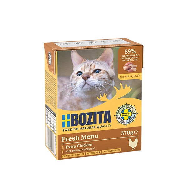 Bozita Chunks in Jelly med Ekstra Kylling – Vådfoder med høj kødandel og saftig smag