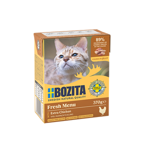 Bozita Chunks in Jelly med Ekstra Kylling – Vådfoder med høj kødandel og saftig smag