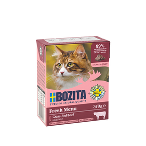 Bozita Chunks in Jelly med Hakket Oksekød – Vådfoder med høj kødandel