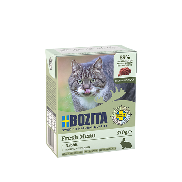 Bozita Chunks in Sauce med Kanin – Kornfrit vådfoder med høj kødandel