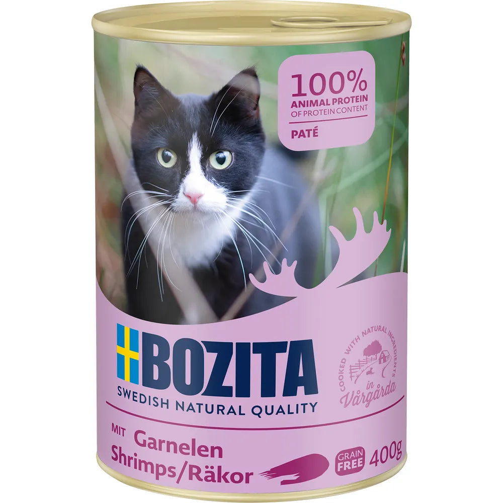 Bozita Paté med Rejer 400 g – Kornfrit vådfoder til voksne katte
