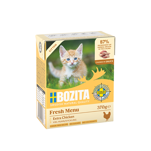 Bozita Kitten med Kylling i Sauce – Kornfrit vådfoder til killinger