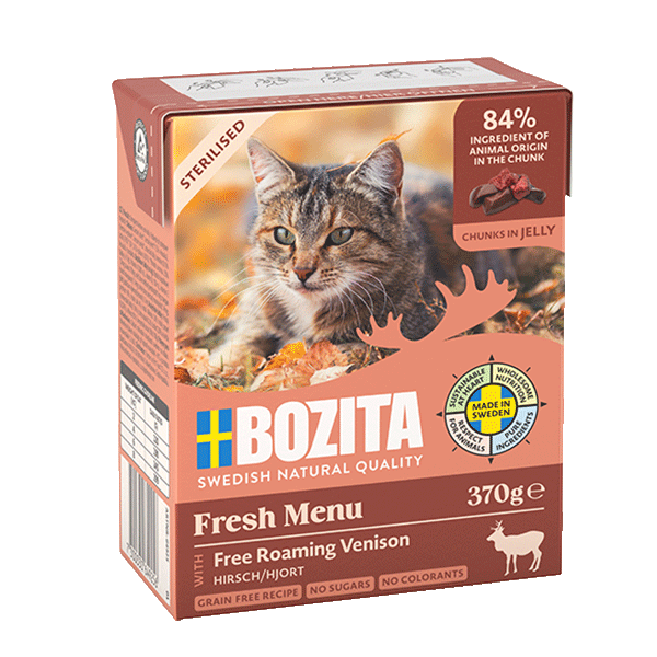 Bozita Sterilised med Fritgående Vildtkød – i gelé