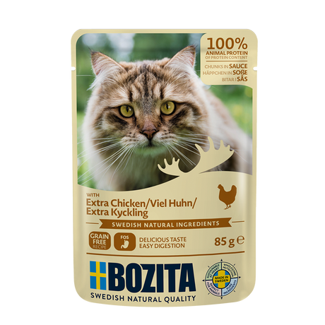 Bozita med Kylling 12 x 85g – Kornfri Vådfoder i Portionsposer til Kat