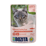 Bozita med Laks 12 x 85g – Kornfri Vådfoder i Portionsposer til Kat
