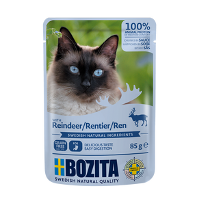 Bozita med Rensdyr 12 x 85g – Kornfri Vådfoder i Portionsposer til Kat