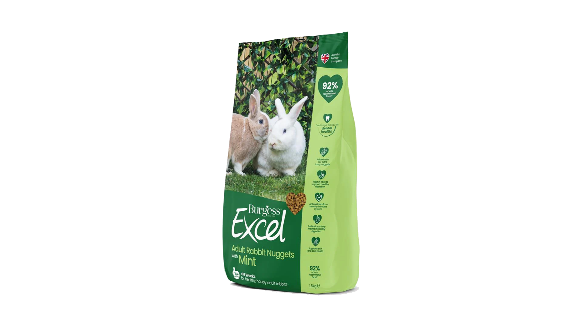 Burgess Excel Adult Kaninpiller med Mynte – Høj i fibre & god smag