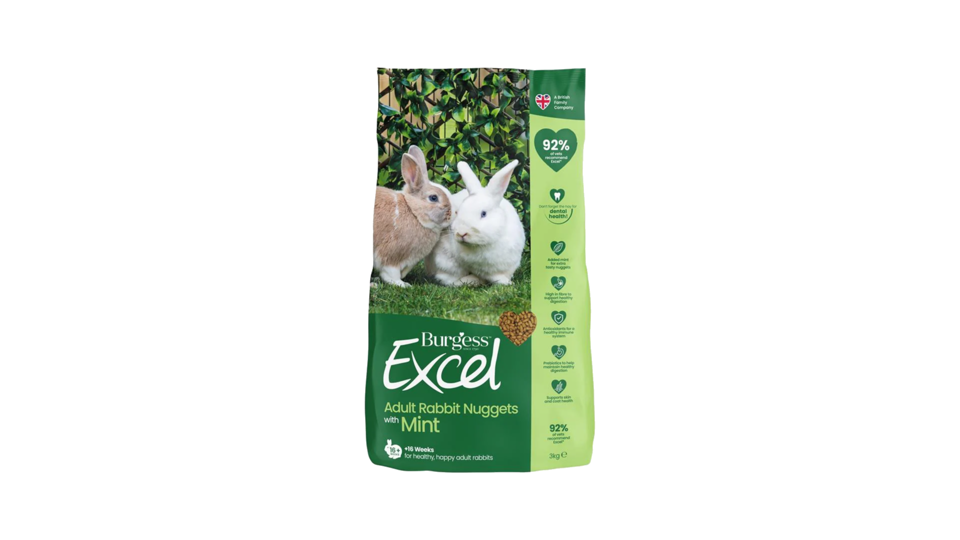 Burgess Excel Adult Kaninpiller med Mynte – Høj i fibre & god smag