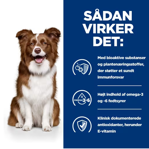 Sadan vikker det til hunde med Hill's PRESCRIPTION DIET Derm Defence Environmental Sensitivities tørfoder til hunde med kylling til at adressere miljøfølsomhed.