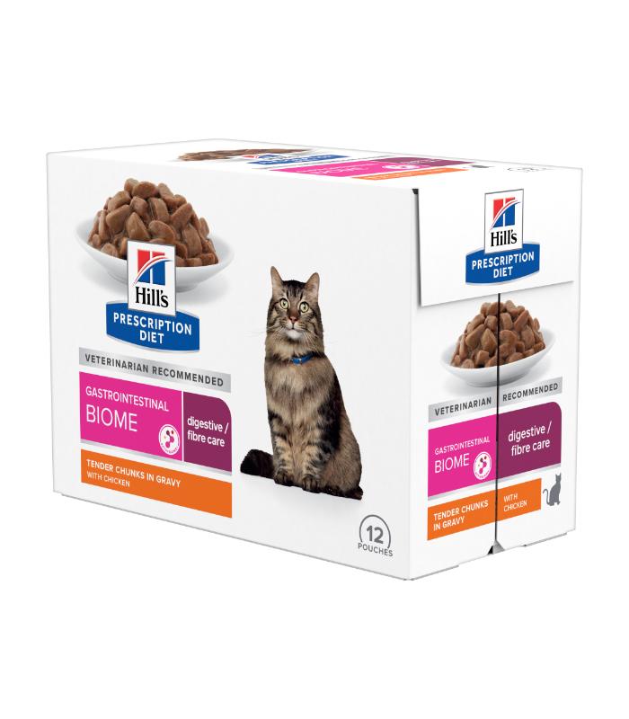 Hill's PRESCRIPTION DIET Gastrointestinal Biome vådfoder til katte med kylling 12x85g portionsposer