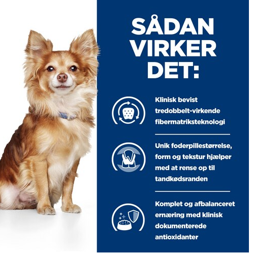 Sadan vikker det - Hill's Prescription Diet t/d Mini Dental Care tørfoder til hunde med kylling, 3kg pose.