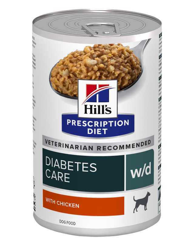 Hill's PRESCRIPTION DIET w/d Diabetes Care vådfoder til hunde med kylling 370g dåser