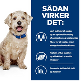 Hill's PRESCRIPTION DIET m/d Diabetes Care vådfoder til hunde med kylling 370g dåser fra Hills Prescription Diet er en diabetespleje vådfoder til hunde med kylling, der hjælper med at regulere blodsukkeret hos hunde.