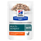 Hill's PRESCRIPTION DIET w/d kattefoder med kylling 12x85g potionsposer