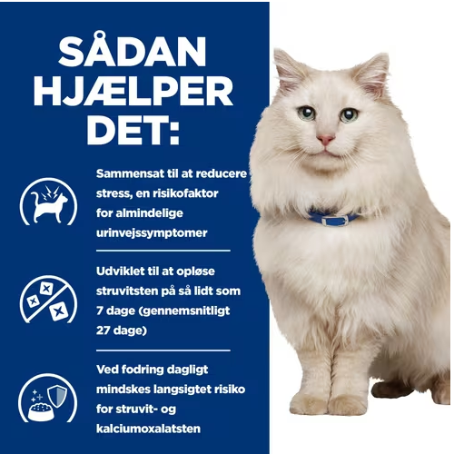 Sadan hjælper det med Hill's Prescription Diet c/d kattemad med kylling. Til katte med urinvejsproblemer & Strees - Hills Prescription Diet for urinvejsproblemer.