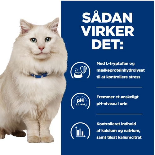 Beskrivelse: Sadan vikker det til katte. Hill's Prescription Diet c/d kattemad med kylling er specifikt formuleret af Hills Prescription Diet til katte med urinvejsproblemer & Strees.