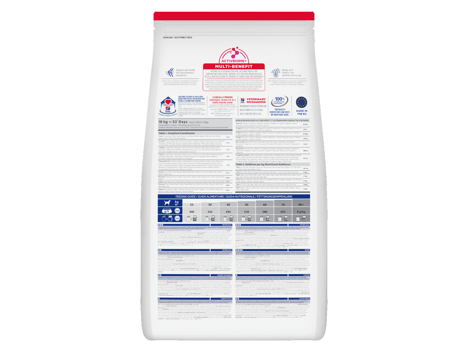 Hill's Science Plan Mature Adult Large Breed Hundefoder Kylling 12 kg -  bagside af posen