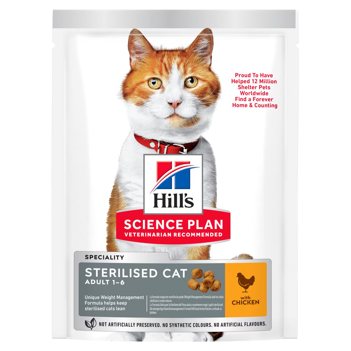 Hill's Sterilised kattemad til katte fra 6 mdr til 6 år vælg mellem Kylling, Tun, And