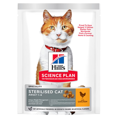 Hill's Sterilised kattemad til katte fra 6 mdr til 6 år vælg mellem Kylling, Tun, And