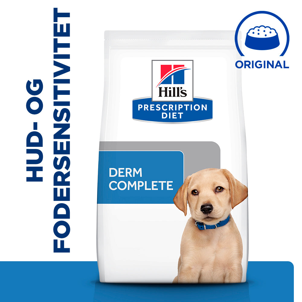 Hill's PRESCRIPTION DIET Derm Complete Puppy Miljø-/Fodersensitivitet ris & æg opskrift tørfoder til hvalpe